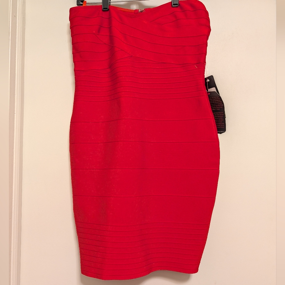 Bebe Red Strapless Bandage Bodycon Dress – NWT – Size S - Picture 2 of 5